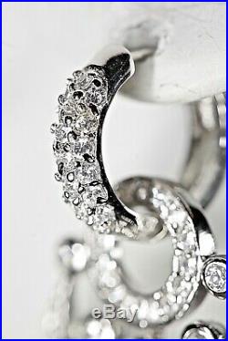 925 Sterling Silver Chandelier Earrings Cubic Zirconia Classic Dangles Rhodium