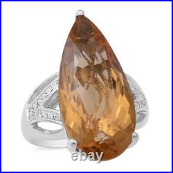 925 Sterling Silver Citrine White Cubic Zirconia CZ Promise Ring Ct 15.1