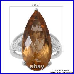 925 Sterling Silver Citrine White Cubic Zirconia CZ Promise Ring Ct 15.1