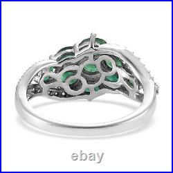 925 Sterling Silver Cluster Ring AAA Emerald Cubic Zirconia Size 7 Ct 8.5 Gifts
