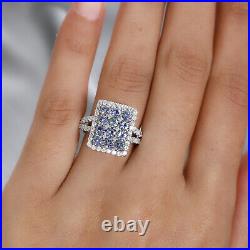 925 Sterling Silver Cluster Ring Sapphire Cubic Zirconia CZ Ct 2.9 Gifts