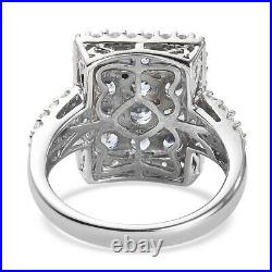 925 Sterling Silver Cluster Ring Sapphire Cubic Zirconia CZ Ct 2.9 Gifts