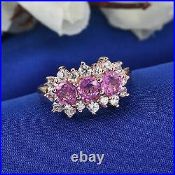 925 Sterling Silver Cluster Ring Sapphire Cubic Zirconia Size 7 Ct 3.1 Gifts