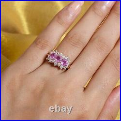 925 Sterling Silver Cluster Ring Sapphire Cubic Zirconia Size 7 Ct 3.1 Gifts
