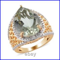 925 Sterling Silver Cocktail Ring Prasiolite Cubic Zirconia Size 9 Ct 10.4 Gifts