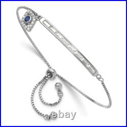 925 Sterling Silver Created Blue Spinel Cubic Zirconia CZ Evil Eye Adjustable