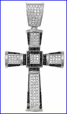 925 Sterling Silver Cross Pendant with Cubic Zirconia/CZ, 81mm44mm, 37 Grams