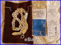 925 Sterling Silver Cubic Bali Byzantine King Chain Necklace very heavy 719g