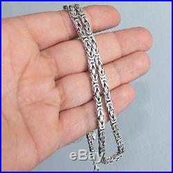 925 Sterling Silver Cubic Bali Byzantine Kings Chain Necklace 0.15 in 21.5 in