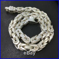 925 Sterling Silver Cubic Bali Byzantine Kings Chain Necklace Solid Heavy Thick