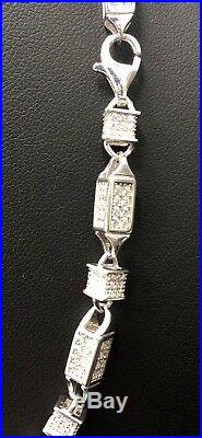 925 Sterling Silver Cubic Zircon 31 Long Little Box-big Box Unisex Chain 1913