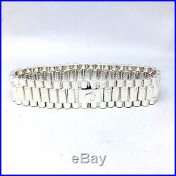 925 Sterling Silver Cubic Zircon Micro Pave Ladies Watch Strap Bracelet 769