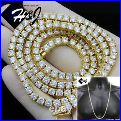925 Sterling Silver Cubic Zirconia 30x4mm Gold Plated 1 Row Tennis Necklaceg10