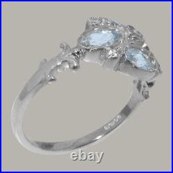 925 Sterling Silver Cubic Zirconia Aquamarine Cluster Ring Sizes J to Z