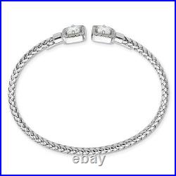 925 Sterling Silver Cubic Zirconia Bangle Bracelet for Womens W-3mm 6.3g