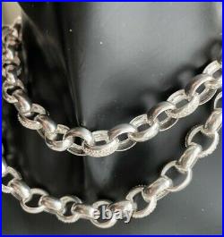 925 Sterling Silver Cubic Zirconia Belcher Chain Necklace 25 Inch 79 grams