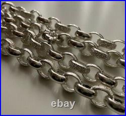 925 Sterling Silver Cubic Zirconia Belcher Chain Necklace 25 Inch 79 grams
