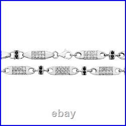 925 Sterling Silver Cubic Zirconia Block Chain Necklace for Mens 109gr 32 inches