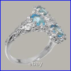 925 Sterling Silver Cubic Zirconia & Blue Topaz Womens Cluster Ring