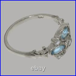 925 Sterling Silver Cubic Zirconia & Blue Topaz Womens Cluster Ring