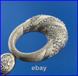 925 Sterling Silver Cubic Zirconia Brushed Statment Dangle Hoop Earrings