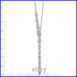 925 Sterling Silver Cubic Zirconia CZ 16 inch 2 inch Rectangle Drop Chain Nec