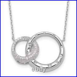 925 Sterling Silver Cubic Zirconia CZ Circles 1.75 inch Chain Necklace