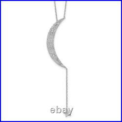 925 Sterling Silver Cubic Zirconia CZ Crescent Moon Star 2 inch Chain Necklace