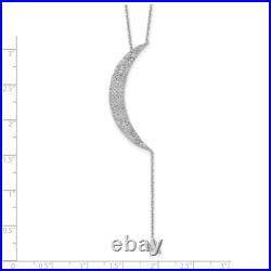 925 Sterling Silver Cubic Zirconia CZ Crescent Moon Star 2 inch Chain Necklace