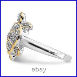 925 Sterling Silver Cubic Zirconia CZ Gold Sea Turtle Ring