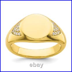925 Sterling Silver Cubic Zirconia CZ Gold Signet Ring