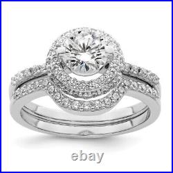 925 Sterling Silver Cubic Zirconia CZ Halo Round Engagement Wedding Band Ring