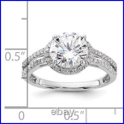 925 Sterling Silver Cubic Zirconia CZ Halo Round Ring