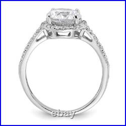 925 Sterling Silver Cubic Zirconia CZ Halo Round Ring