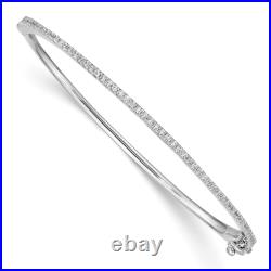 925 Sterling Silver Cubic Zirconia CZ Hinged Bangle Bracelet