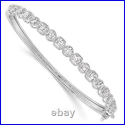 925 Sterling Silver Cubic Zirconia CZ Hinged Bangle Bracelet