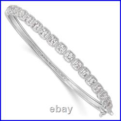 925 Sterling Silver Cubic Zirconia CZ Hinged Bangle Bracelet