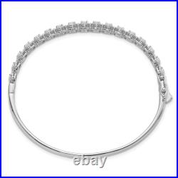 925 Sterling Silver Cubic Zirconia CZ Hinged Bangle Bracelet