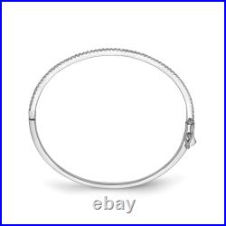 925 Sterling Silver Cubic Zirconia CZ Hinged Bangle Bracelet