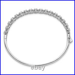 925 Sterling Silver Cubic Zirconia CZ Hinged Bangle Bracelet