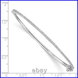 925 Sterling Silver Cubic Zirconia CZ Hinged Bangle Bracelet