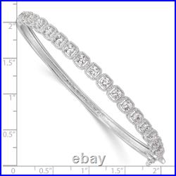 925 Sterling Silver Cubic Zirconia CZ Hinged Bangle Bracelet