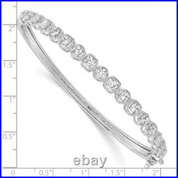 925 Sterling Silver Cubic Zirconia CZ Hinged Bangle Bracelet