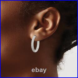 925 Sterling Silver Cubic Zirconia CZ Hinged Hoop Earrings