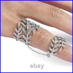 925 Sterling Silver Cubic Zirconia CZ Leaf Ring
