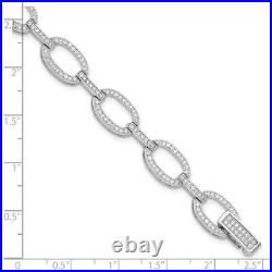 925 Sterling Silver Cubic Zirconia CZ Oval Link Chain Bracelet