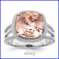 925 Sterling Silver Cubic Zirconia CZ Peach Crystals Ring