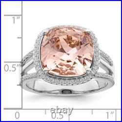 925 Sterling Silver Cubic Zirconia CZ Peach Crystals Ring