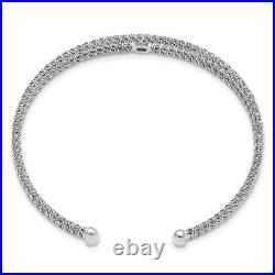 925 Sterling Silver Cubic Zirconia CZ Two Band Cuff Bracelet