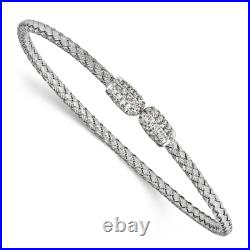 925 Sterling Silver Cubic Zirconia CZ Woven Cuff Bracelet
